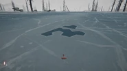 The old broken ice model formed after falling through Weak Ice (note that there are over 8 different holes formed after falling through)