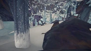 The trigger for the location is in the patch of snow (where the footprints currently are)