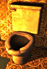 Toilet bowl with toilet cistern.