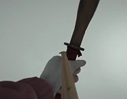 The Woodright's bow when drawn and aiming.