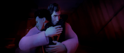 Peter B. and Miles hug