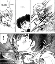 Moryomaru tries to take Kohaku's Shikon fragment.