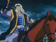 Kawaramaru dirigiendo a los soldados desde su caballo