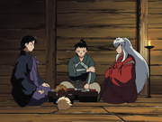 Miroku, Shippō, Inuyasha, and Shinosuke