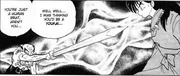 Kaijinbo pointed Inuyasha with Tōkijin