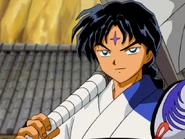 Bankotsu a punto de enfrentarse por primera vez contra InuYasha.