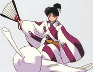 Kagura junto a su pluma volando