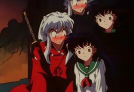 Inuyasha se sonroja con Aome