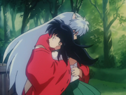 Inuyasha hugs Kagome