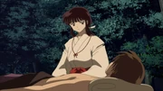 Miroku asks Kikyō to keep his condition a secret