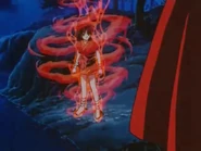 Fuego de Enju para huir de Kikyo