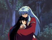 Inuyasha holding Kikyo