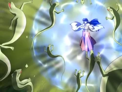 Kikyō purifying several demons at once.