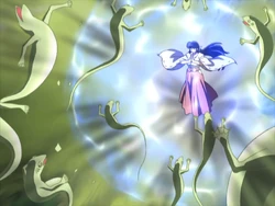 Kikyo purifica diversi demoni contemporaneamente.