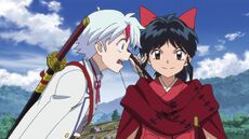 InuYasha & Yashahime - Hanyo No Yashahime.. ❤ Moroha, Setsuna and Towa  Moroha is the baby of Inuyasha and Kagome. Setsuna and Towa, the twins, are  the daughters of Sesshoumaru and Rin..