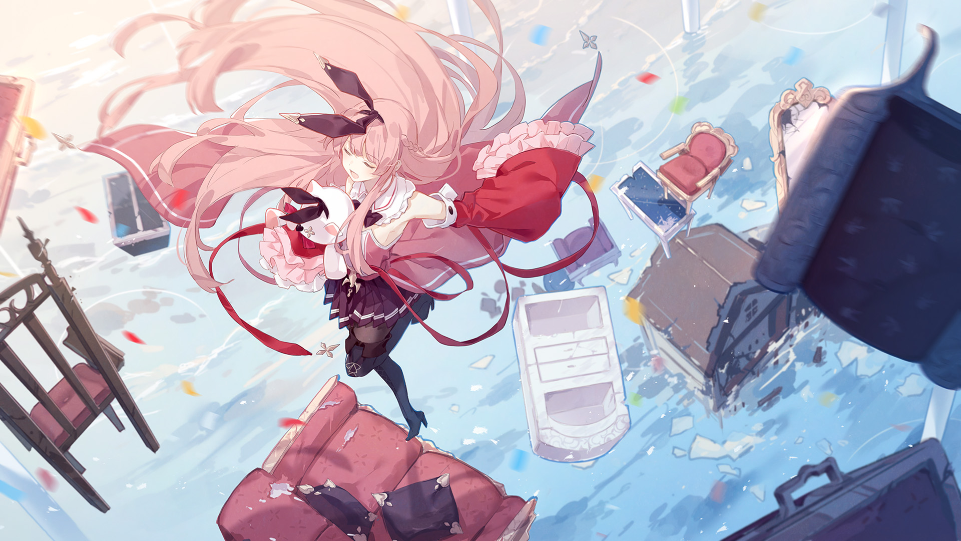 Darling In The FranXX Pink Hair Zero Two Having Fish On Mouth With  Background Of Blue Sky And Clouds HD Anime Wallpapers, HD Wallpapers