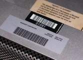 Closeup of label on handle