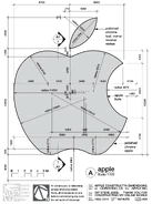 Iconic logo proportions defined by Rob Janoff in 1977 and refined by Landor Associates in 1990.