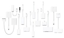 An assortment of adapters / dongles.