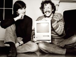 Steve Jobs and Bill Atkinson with Macintosh