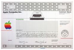 Apple Computer stock certificate