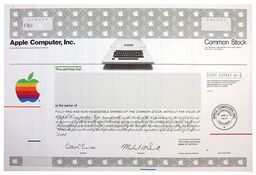 Apple Computer stock certificate