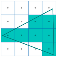 Aliased triangle rendered from vector graphics data.