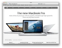 Safari showing the Apple webpage