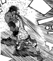 Antonio getting hit by Ippo's swing.