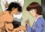 Yamaguchi giving Ippo a shot