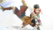 Miyata defeating Medgoen