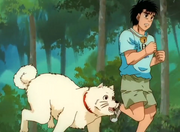 Hachi running back with Ippo after everyone thought he was a bear