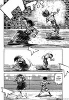 Ippo hit by Wally's form of the Smash.