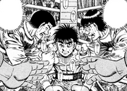 Shinoda and Yagi during Ippo's match against Sisphar