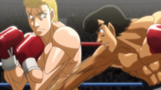 Eagle dodging Takamura's punches