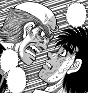 Kamogawa scolding Ippo about the timing of his new Dempsey Roll