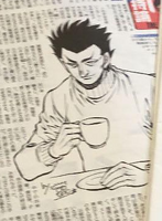 Sawamura drinking coffee