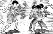 Ippo hitting the mitts with Takamura