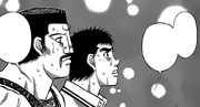 Ippo and Milo watching Sendō and Alredo's match