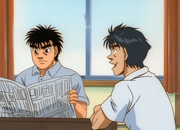 Umezawa showing Ippo the bear killer article