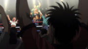 Ippo celebrating Takamura's second weight class win