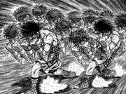 Ippo using the Dempsey Roll in the sixth round against Alfredo