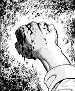 Ippo's fist after his first full powered punch on a sandbag.