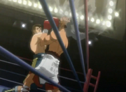 Sanada hitting Ippo with the Tsubame Gaeshi