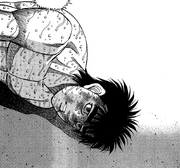Ippo, downed from Alfredo's left hook