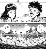 Kumi feeding Ippo while fishing