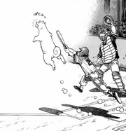 Wanpo catching a baseball that makes Kimura's shopping district team win