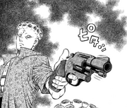 Marcus holding a gun