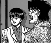 Miyata and Fujii watching Ippo and Alfredo fight