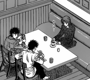 Sendō meeting with his former middle school teacher at the coffee shop